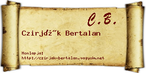 Czirják Bertalan névjegykártya